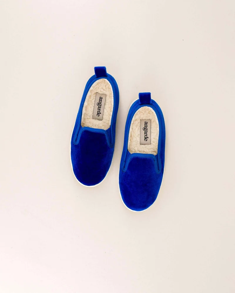Chausson enfant Bruson, velours bleu
