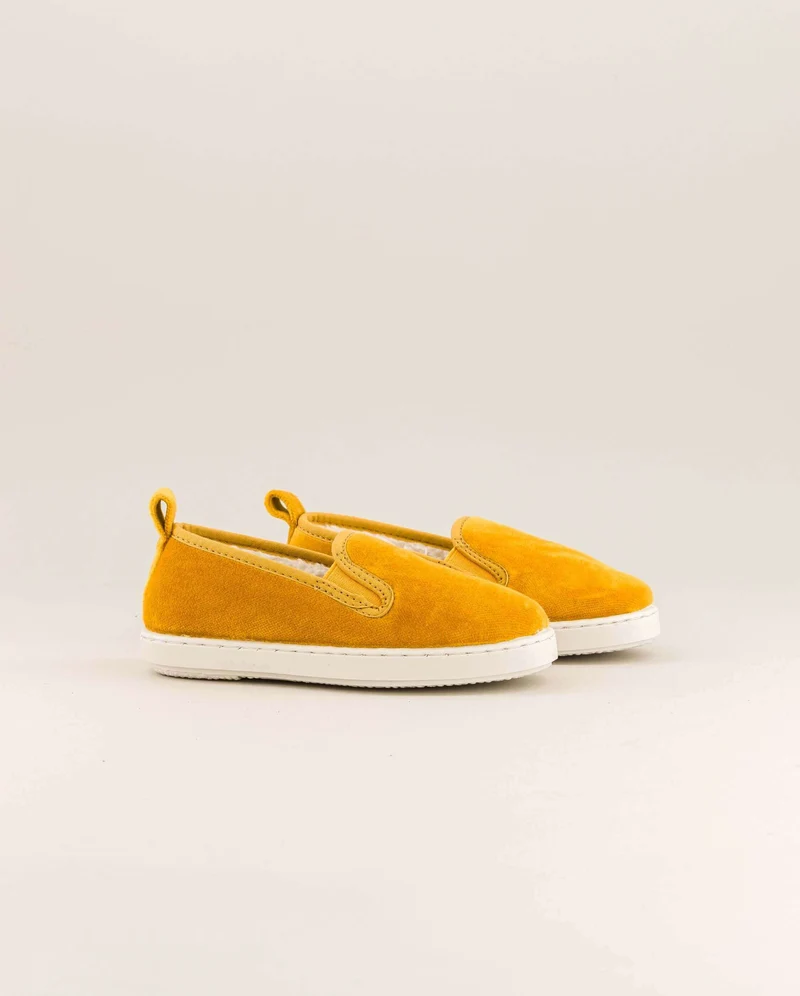 Chausson enfant Bruson, velours jaune