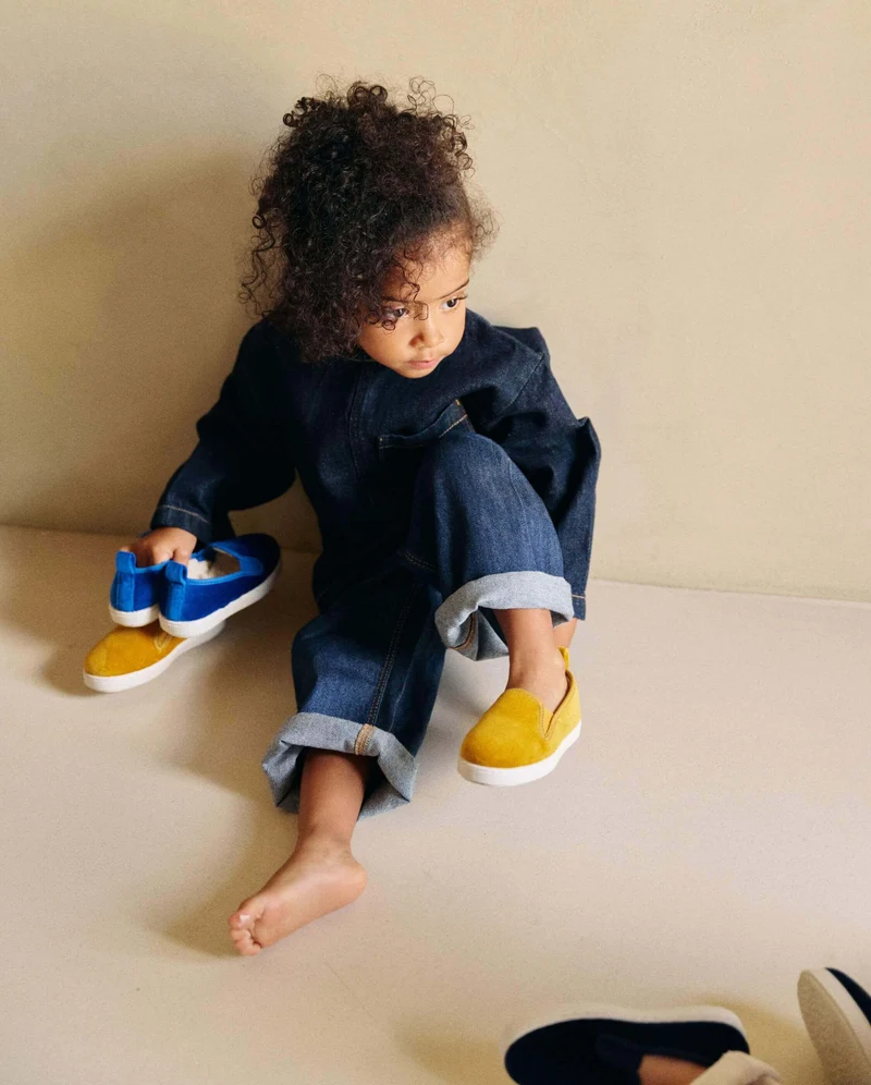 Chausson enfant Bruson, velours jaune