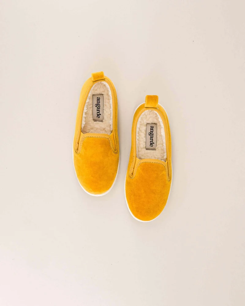 Chausson enfant Bruson, velours jaune