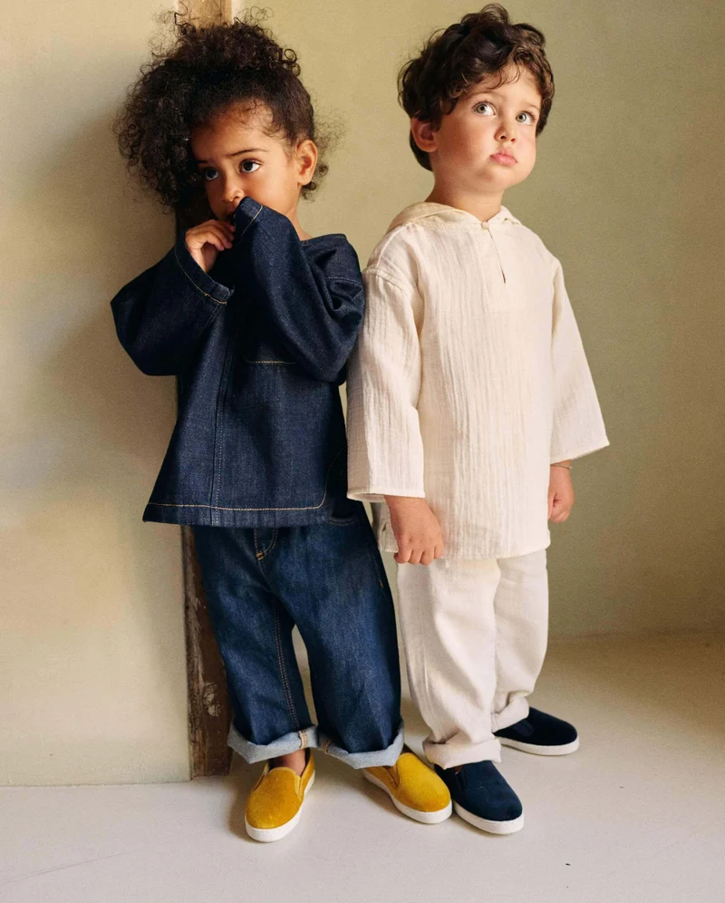 Chausson enfant Bruson, velours jaune