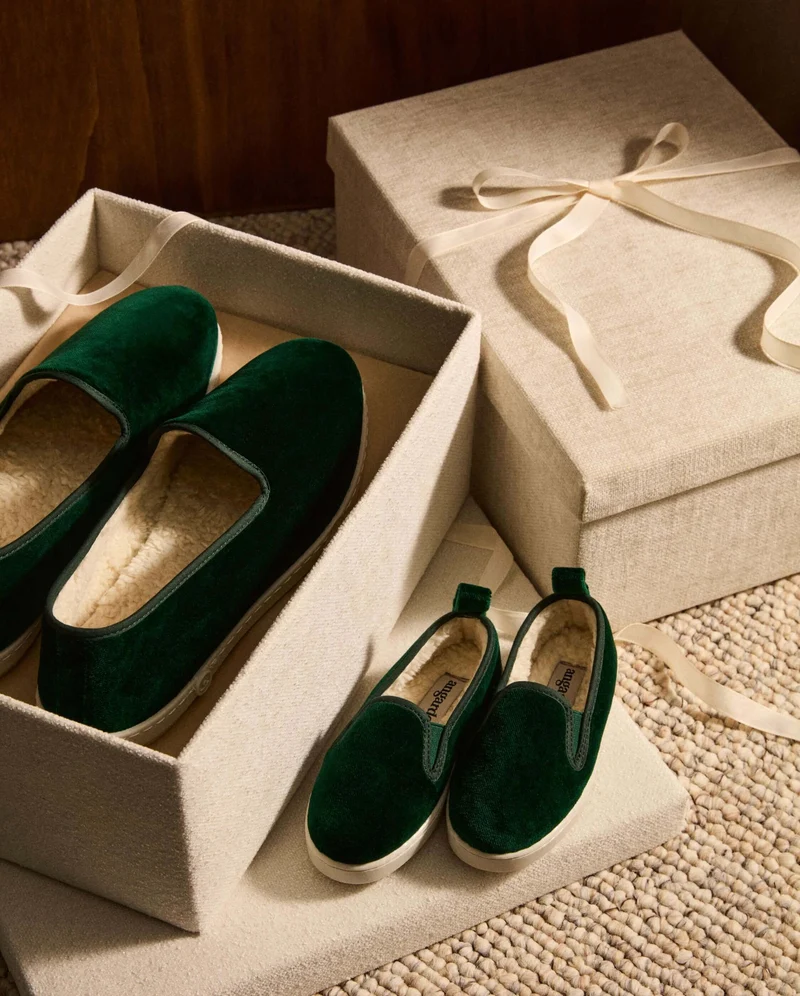 Chausson homme Bruson, velours vert