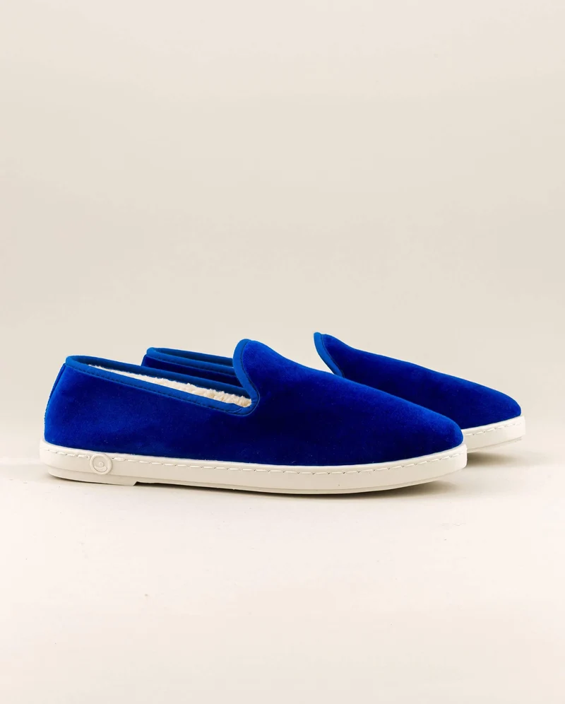 Chausson femme Bruson, velours bleu