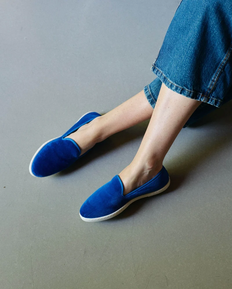 Chausson femme Bruson, velours bleu