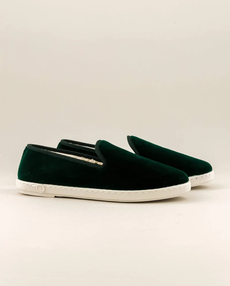 Chausson homme Bruson, velours vert