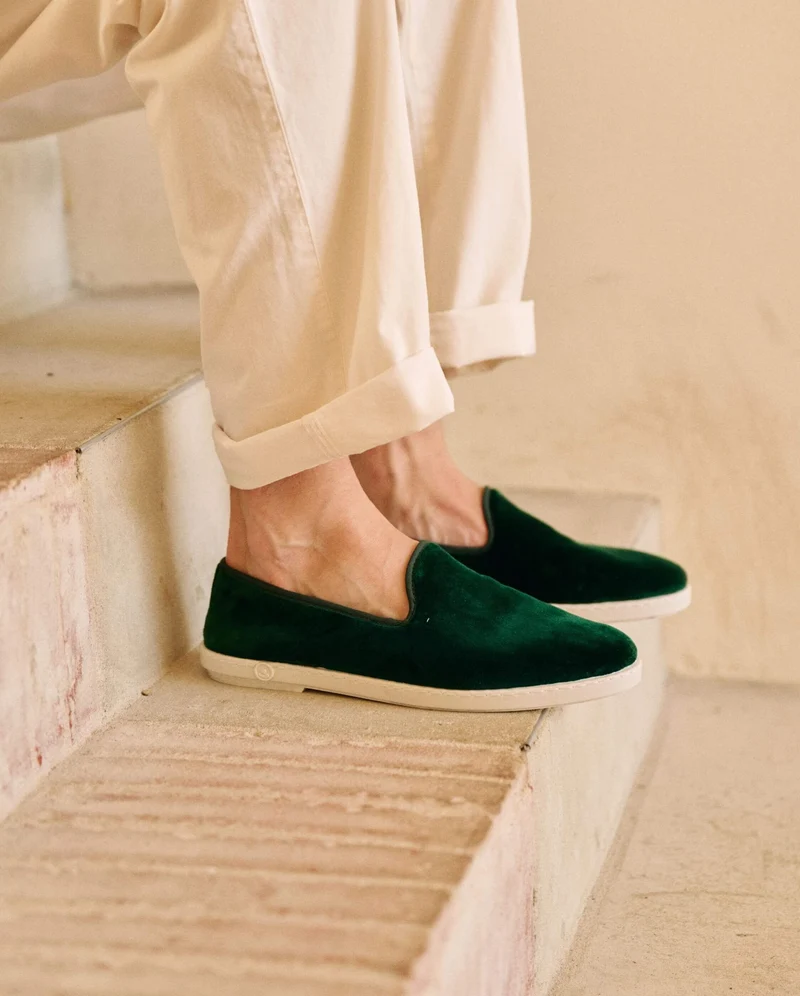 Chausson homme Bruson, velours vert