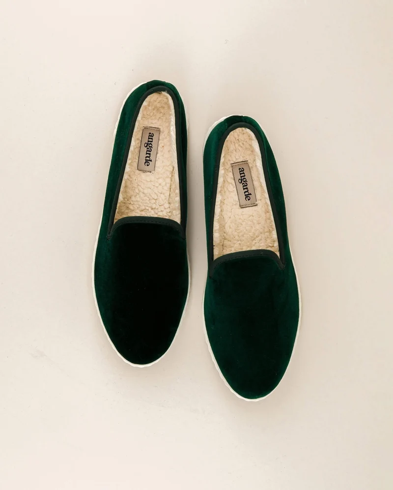 Chausson homme Bruson, velours vert