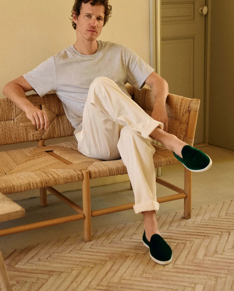 Chausson homme Bruson, velours vert