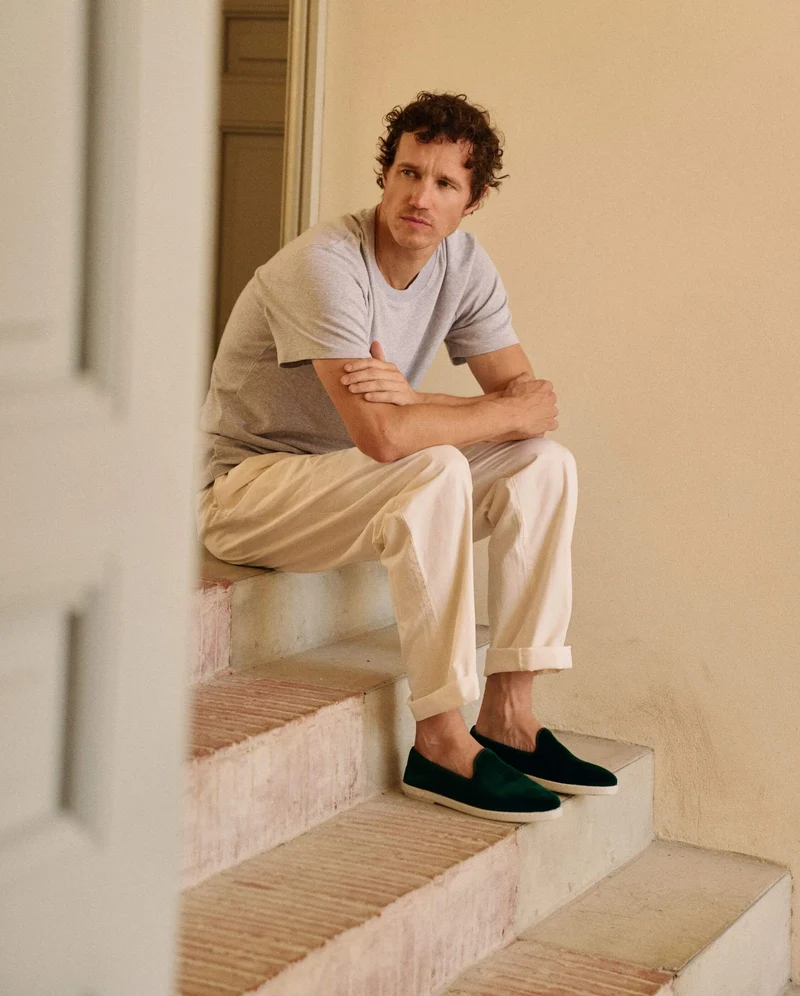 Chausson homme Bruson, velours vert