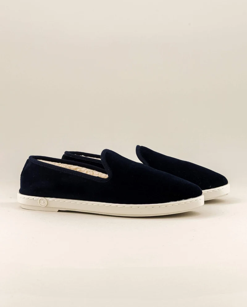 Chausson femme Bruson, velours marine