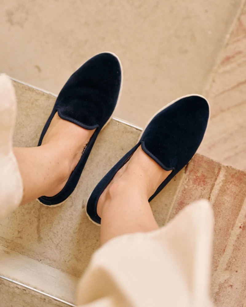 Chausson femme Bruson, velours marine