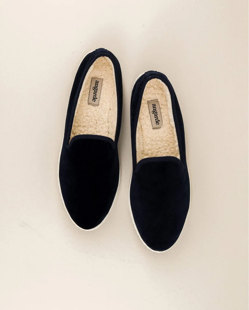 Chausson femme Bruson, velours marine