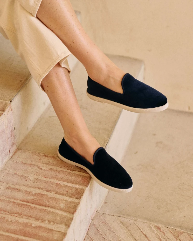 Chausson femme Bruson, velours marine