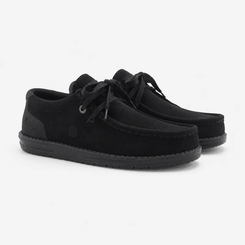 Chaussures bateau en suède noires Saint Jean SBPLAY