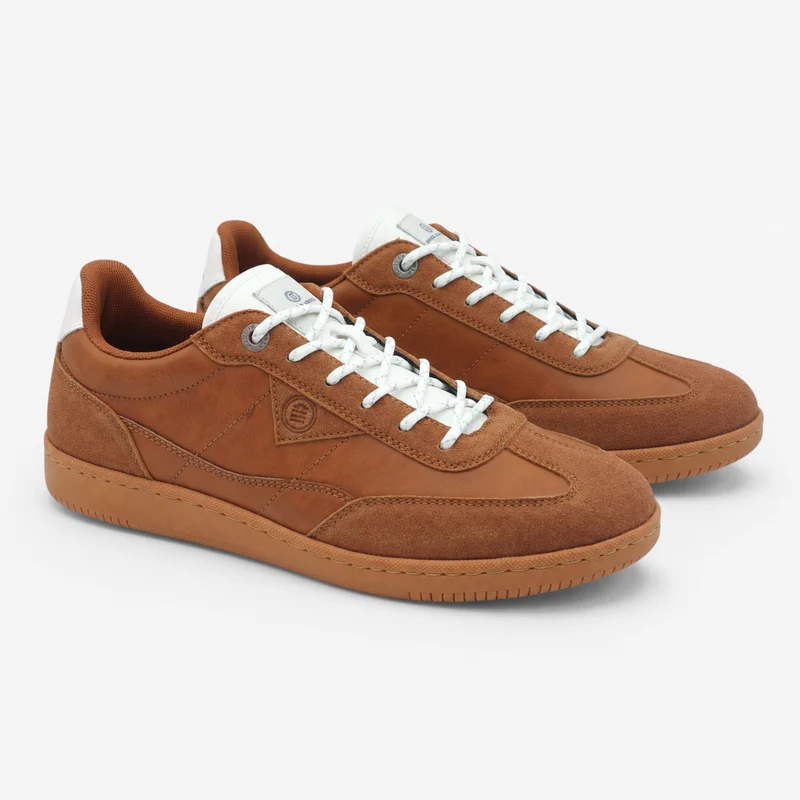 Sneakers bi-matière marron London