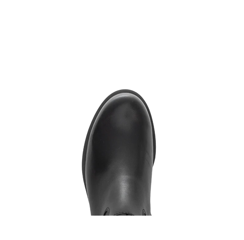 Bottes noires en cuirs combinés
