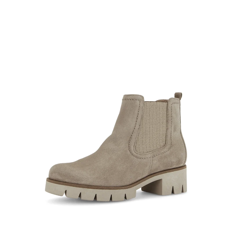 Bottines beiges en cuir velours