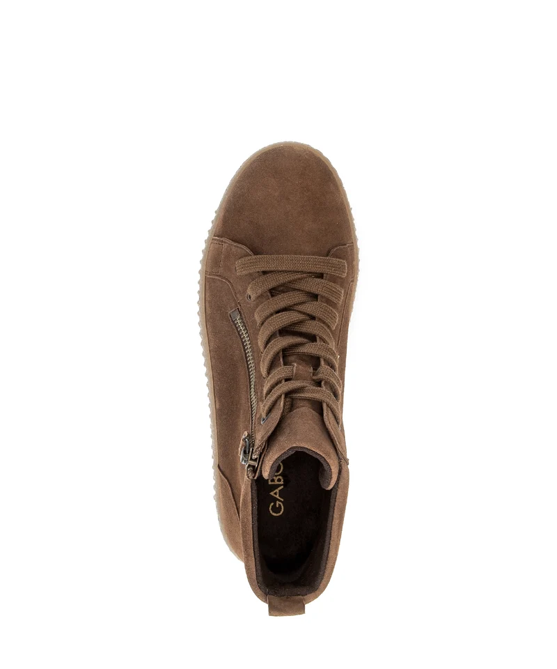 Baskets montantes marron en cuir velours