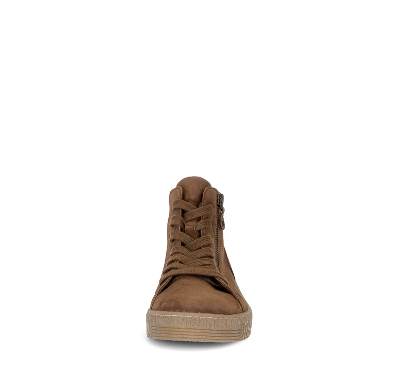 Baskets montantes marron en cuir velours