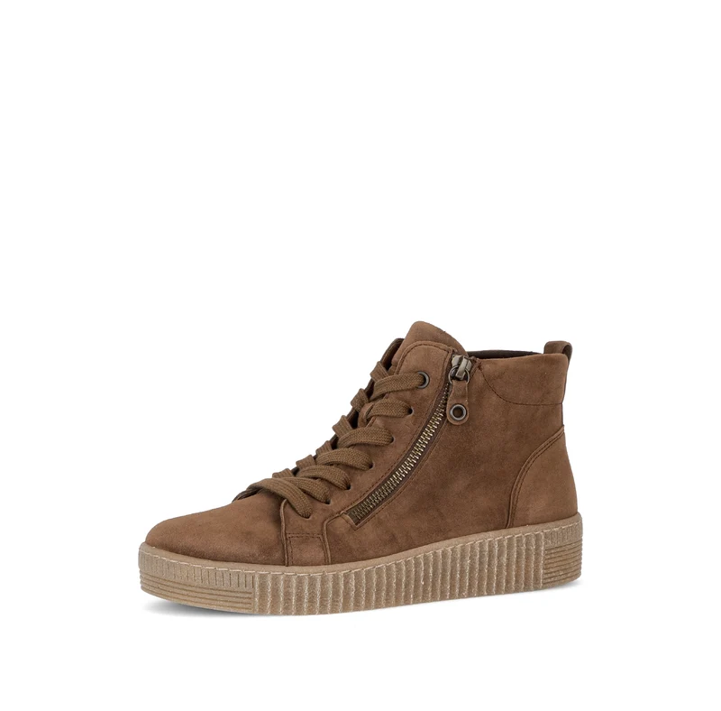 Baskets montantes marron en cuir velours