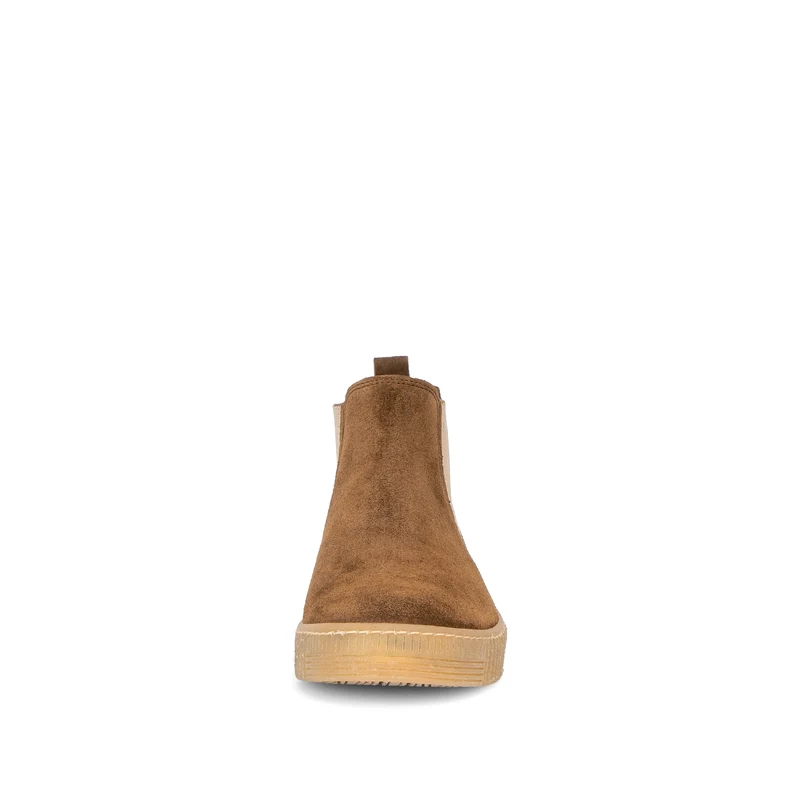 Bottines cognac en cuir velours
