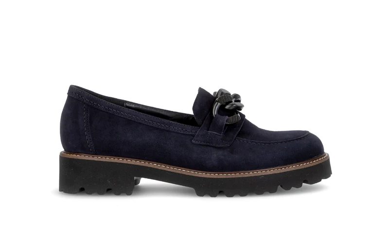 Mocassins bleus en cuir velours