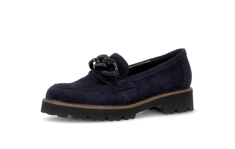 Mocassins bleus en cuir velours
