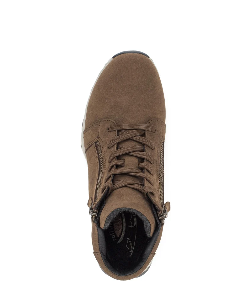 Baskets montantes cognac en cuir nubuck