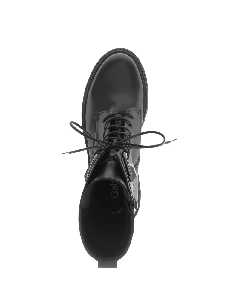 Bottines noires en cuir lisse