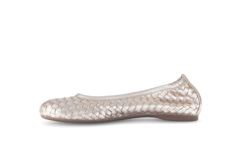 Ballerines dorées en cuir lisse