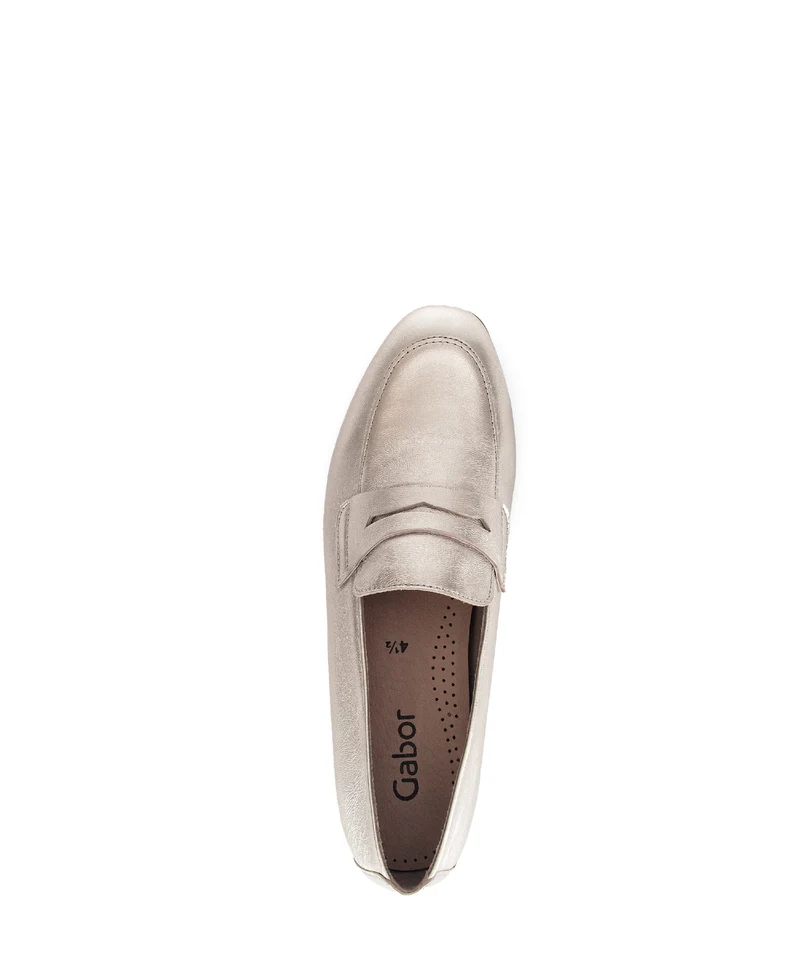 Mocassins dorés en cuir métallisé