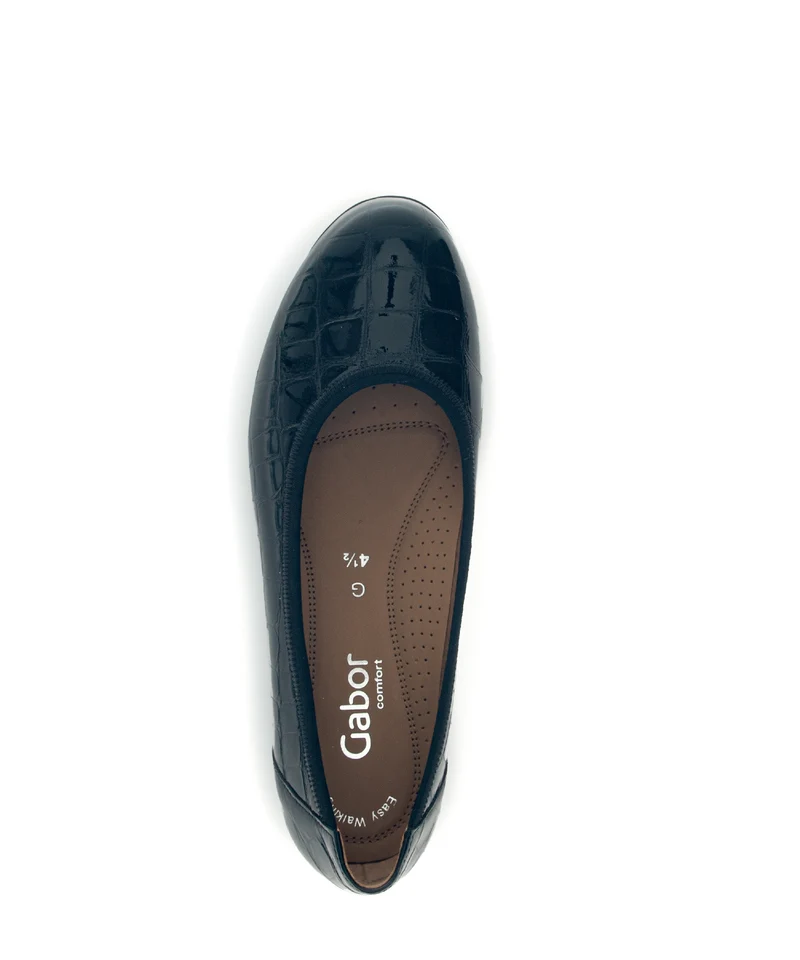 Ballerines noires vernies effet reptile