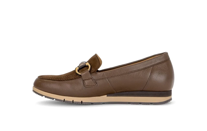 Mocassins marron en cuirs combinés