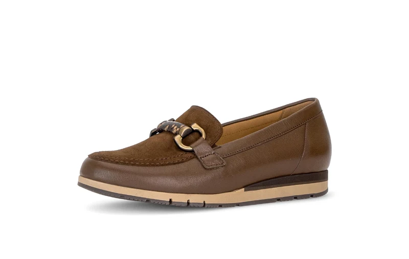 Mocassins marron en cuirs combinés