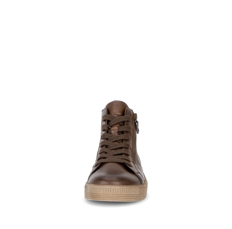 Baskets montantes cognac en cuir lisse