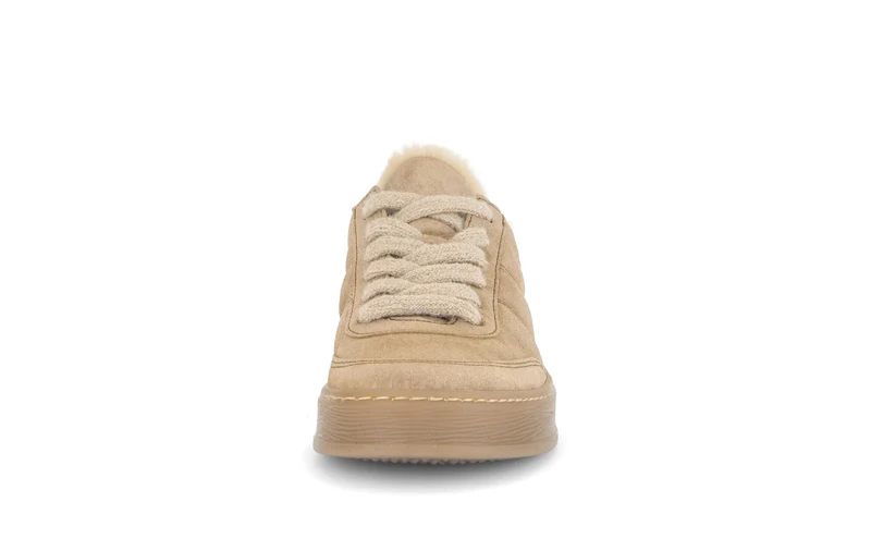 Baskets beiges en cuirs combinés
