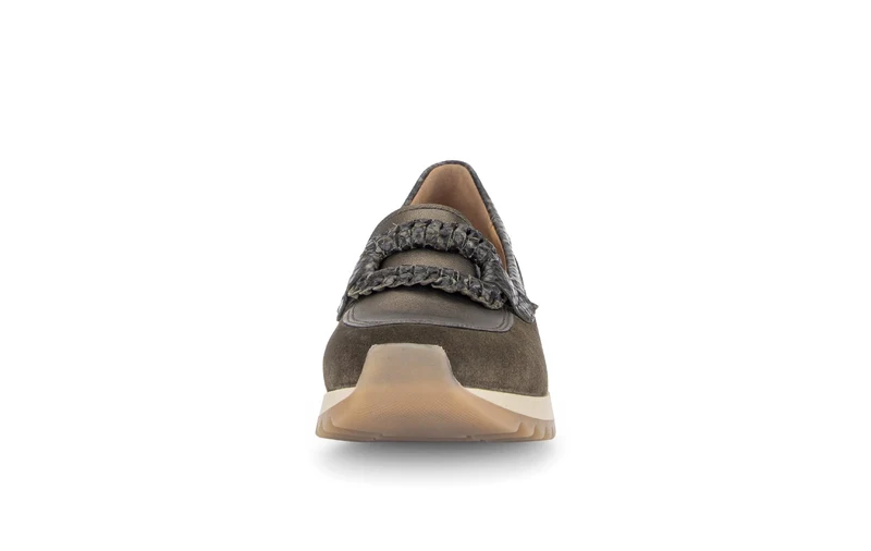 Mocassins verts en cuirs et daim