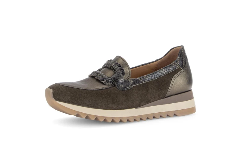 Mocassins verts en cuirs et daim