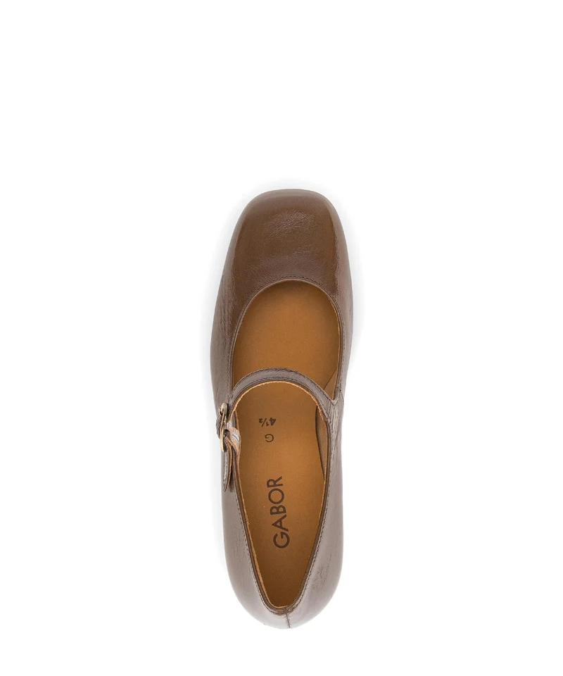 Escarpins marron en cuir verni