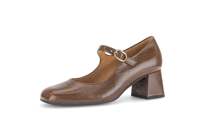 Escarpins marron en cuir verni