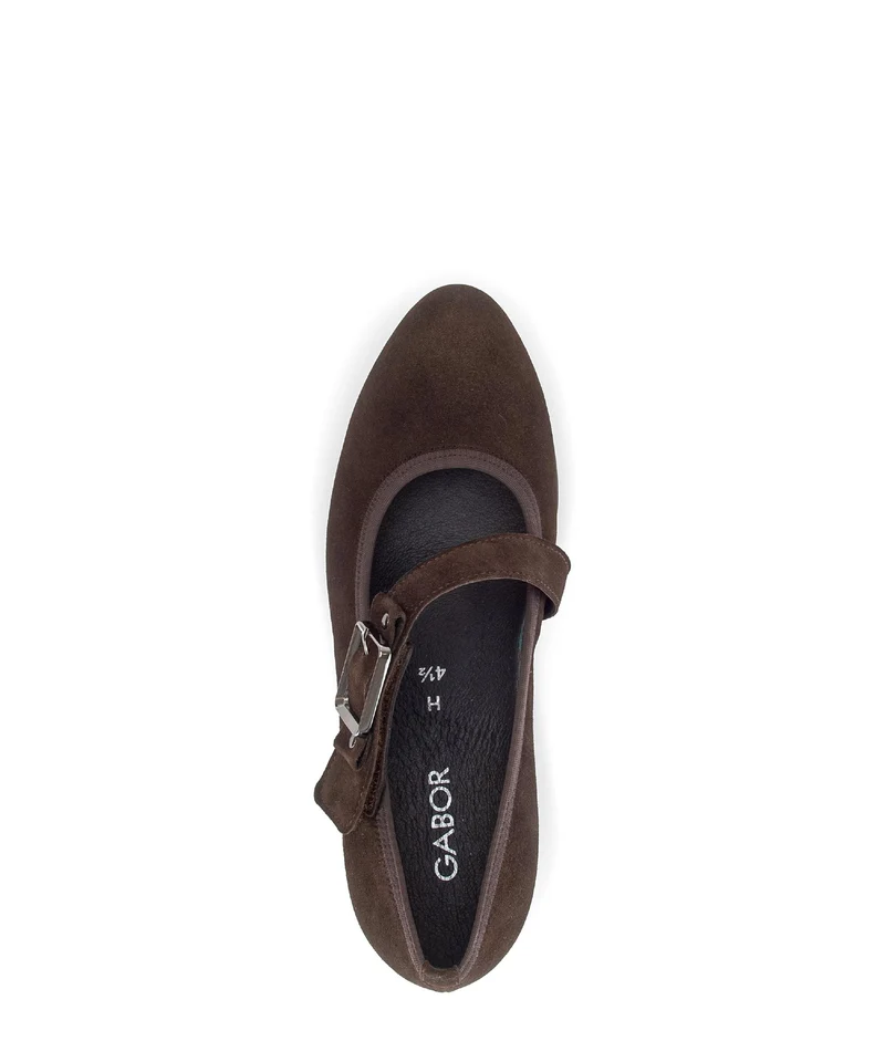 Escarpins marron en cuir velours