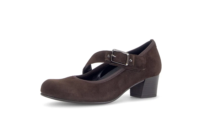 Escarpins marron en cuir velours
