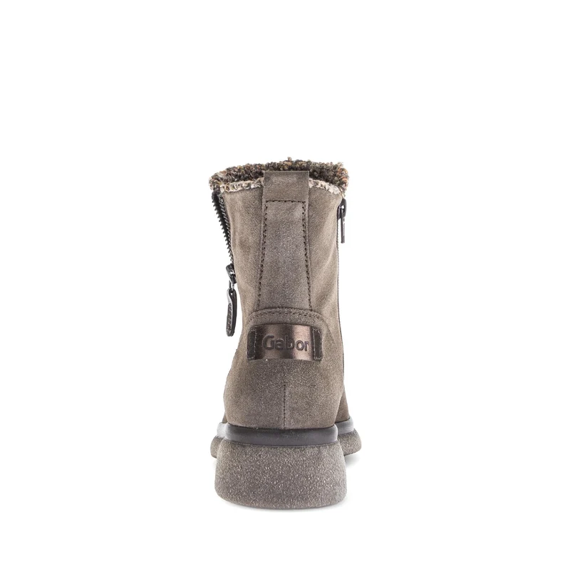 Bottines marron en cuir et textile combinés