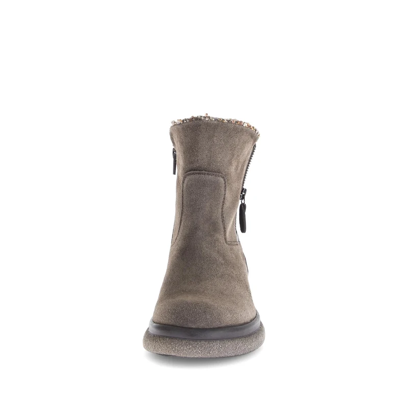 Bottines marron en cuir et textile combinés