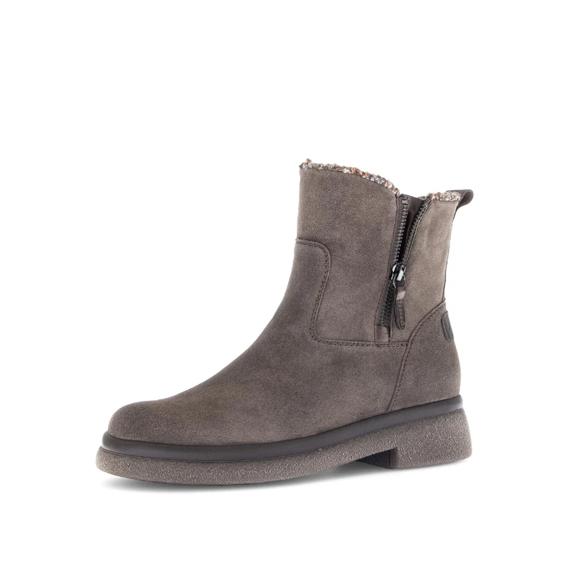 Bottines marron en cuir et textile combinés