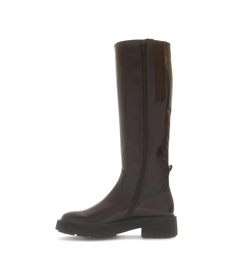 Bottes cognac en cuir lisse