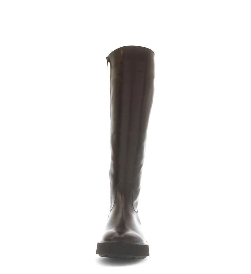 Bottes cognac en cuir lisse