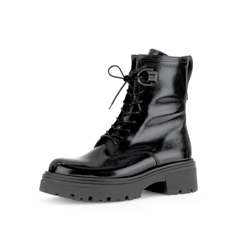 Bottines noires en cuir verni