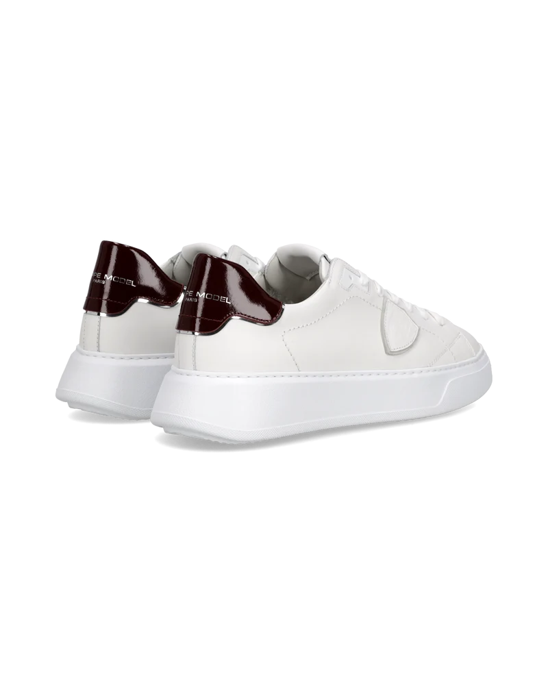 Sneakers Temple Men, White Burgundy