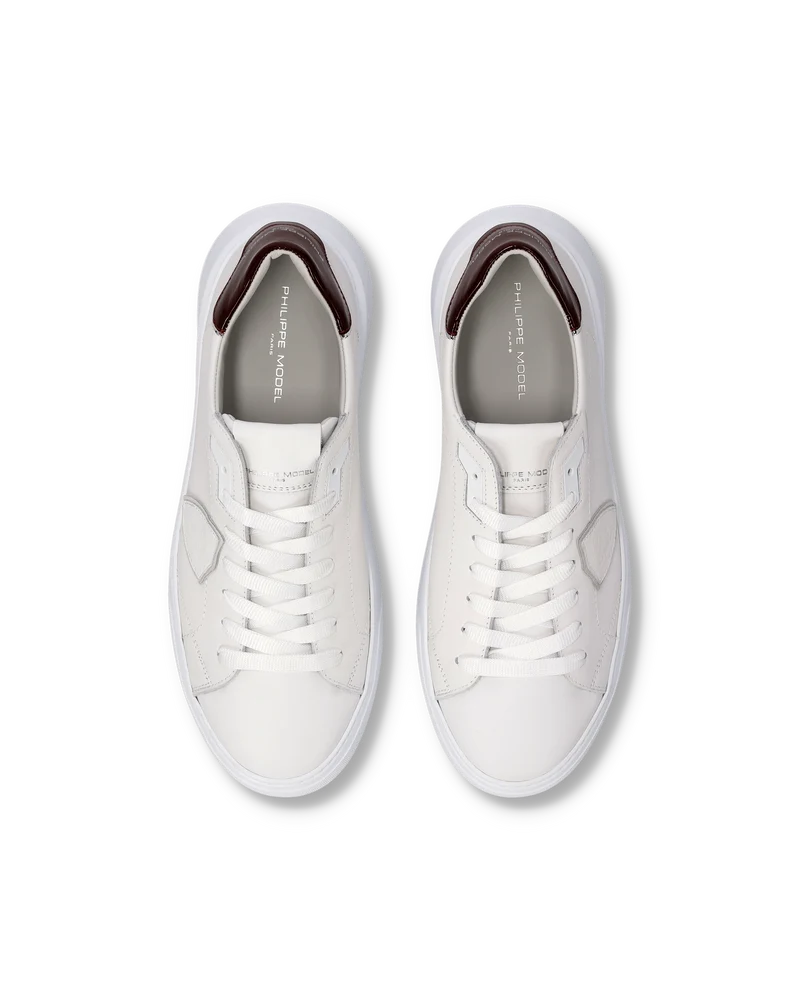 Sneakers Temple Men, White Burgundy